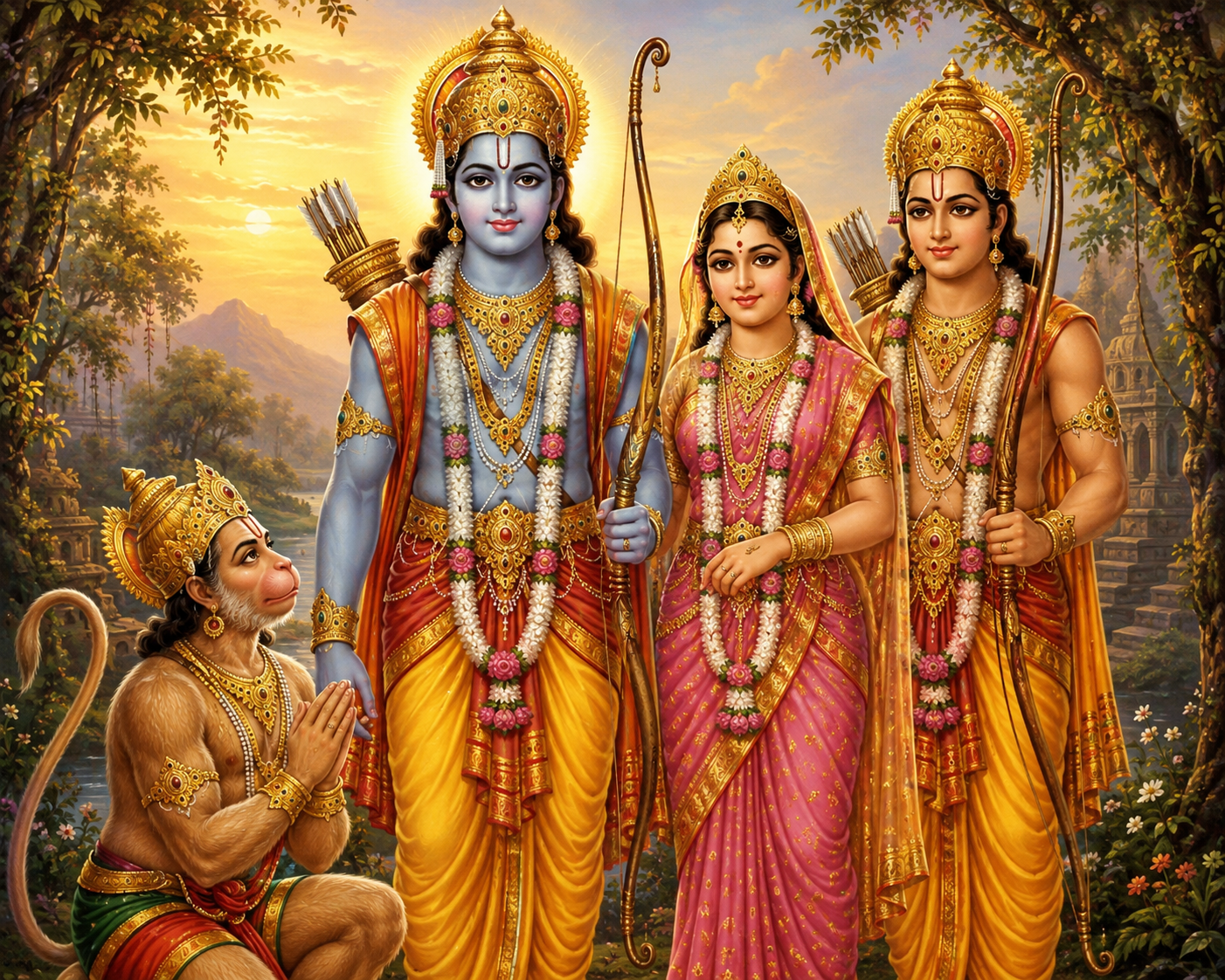 Rama, Sita, Lakshman and Hanuman